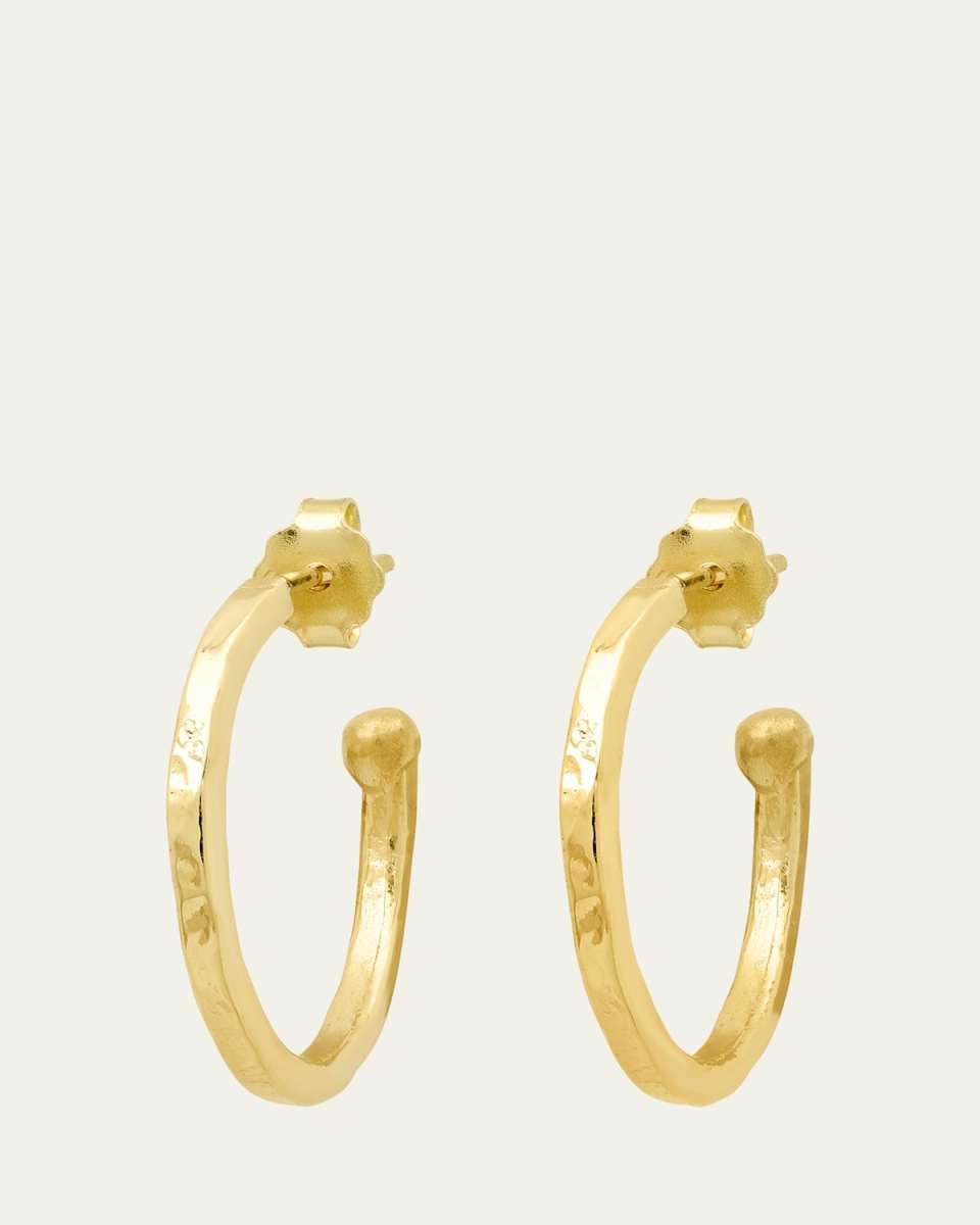 18k Small Hammered Bangle Hoop Earrings